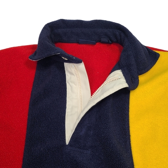 VTG 90s Christopher Rand Performance Colorblock Fleece Shirt Colorful Mens Small - Picture 3 of 10